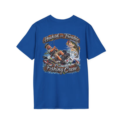 Fishing Crew T-Shirt — "Hooked on Trouble" Graphic T-Shirt - Personalized