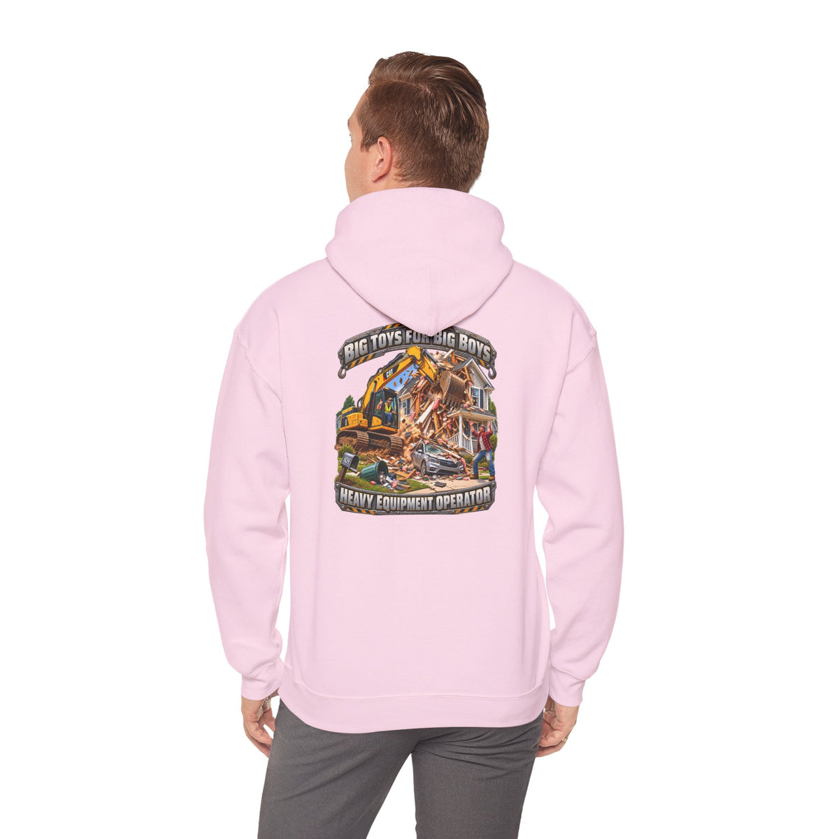 Funny Heavy Equipment Operator Hoodie — "Big Toys for Big Boys" Construction Truck Graphic