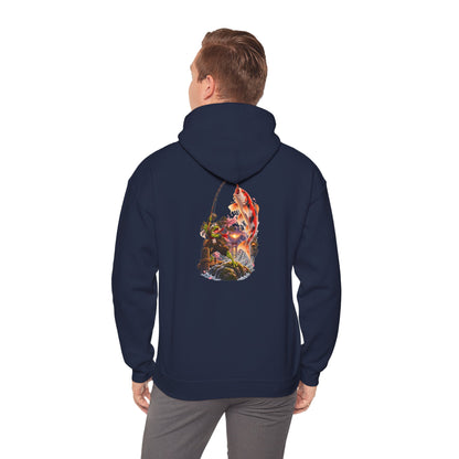Hoodie - Koi Fish Garden Back Print Hoodie (Japanese Pond, Tranquil Zen Design)