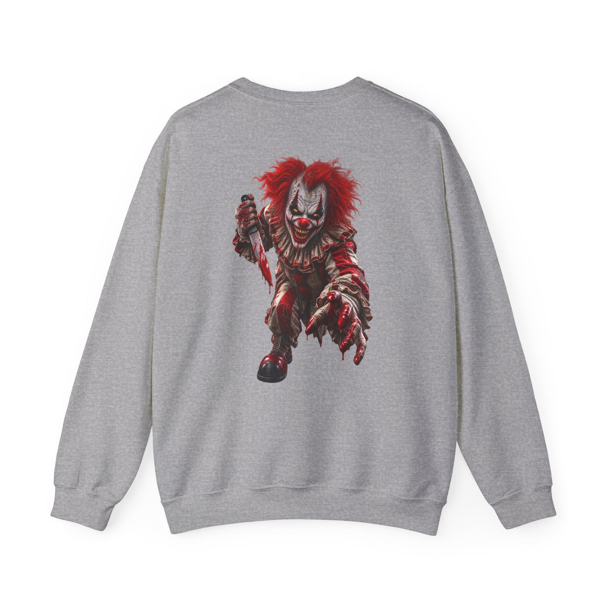 Horror Clown Graphic Sweatshirt — Creepy Red Pennywise Style Back Print - Personalized
