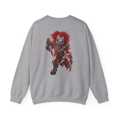 Horror Clown Graphic Sweatshirt — Creepy Red Pennywise Style Back Print - Personalized