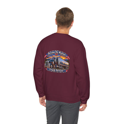 Truck Driver Crewneck Sweatshirt — "Driving the Nation" Patriotic Semi-Truck Design - Personalized