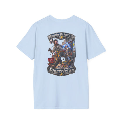 Funny Electrician T-Shirt — 'Powering Up Your Life' Tradesman Gift