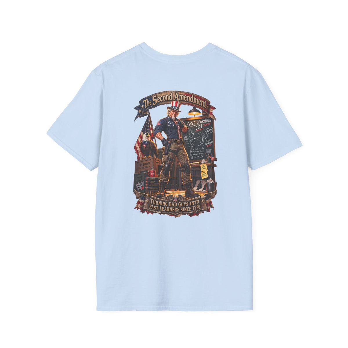 Patriotic Revolutionary War T-Shirt — Vintage American Flag Sleeves