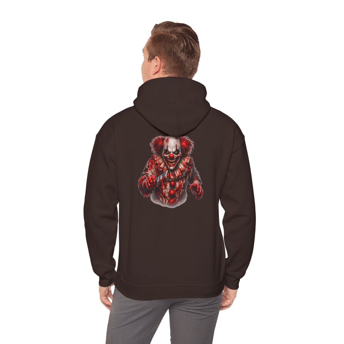 Horror Clown Bear Hoodie — Creepy Bloodied Teddy Graphic Sweatshirt - Personalized