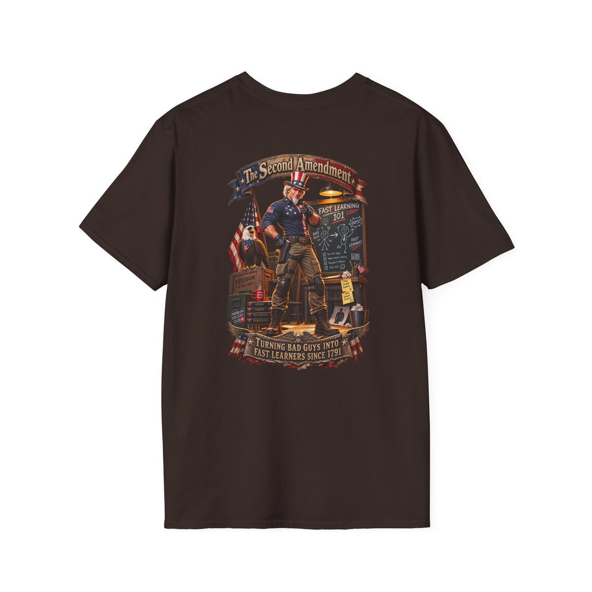 Patriotic Revolutionary War T-Shirt — Vintage American Flag Sleeves