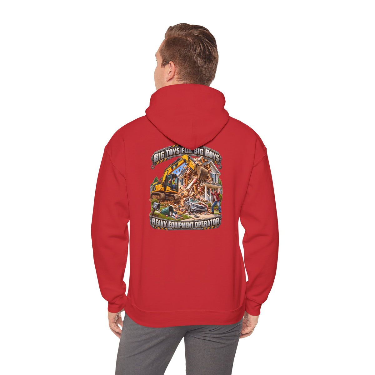 Funny Heavy Equipment Operator Hoodie — "Big Toys for Big Boys" Construction Truck Graphic
