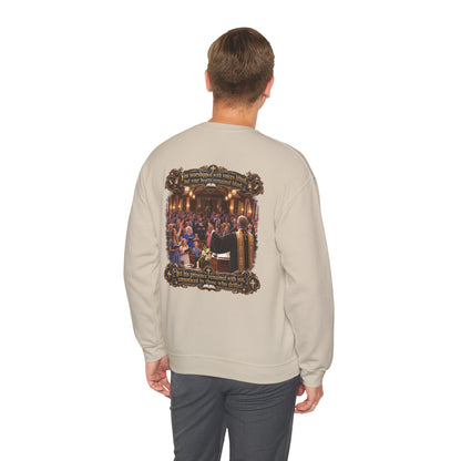 Religious Choir Scene Crewneck Sweatshirt — Church Service Illustration