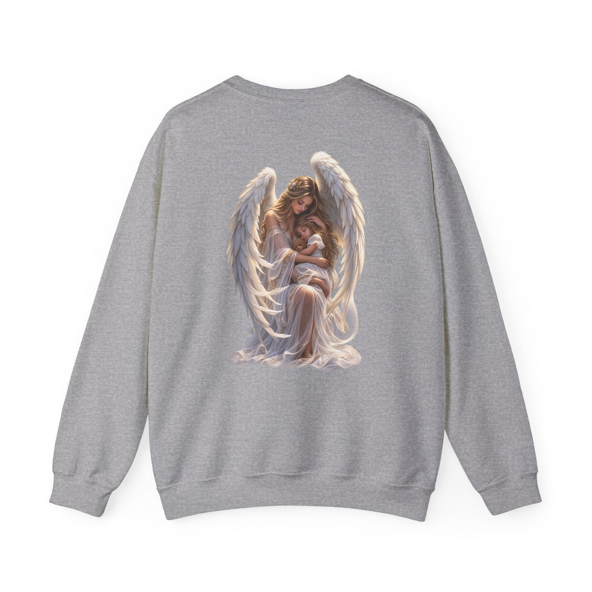 Angel Mother & Child Crewneck Sweatshirt – Serene Guardian Graphic Pullover - personalized