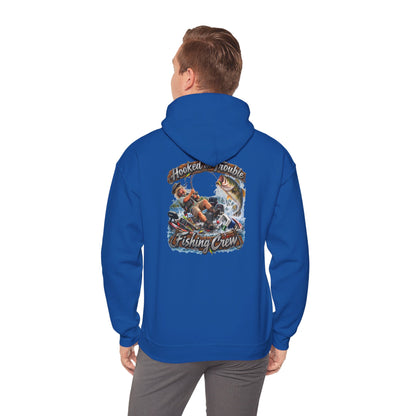 Fishing Crew Hoodie — "Hooked on Trouble" Graphic Hoodie