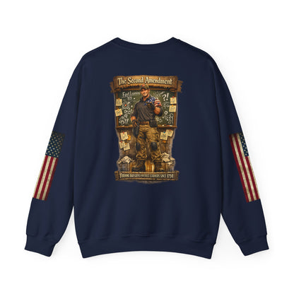 Patriotic Veteran Tribute Crewneck — American Flag Sleeves & Military Honor Back Print