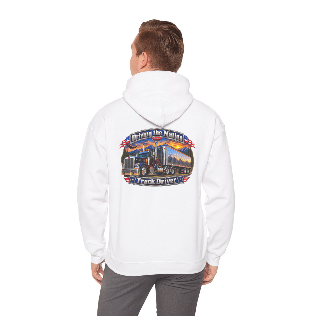 Truck Driver Hoodie  — "Driving the Nation" Patriotic Semi-Truck Design