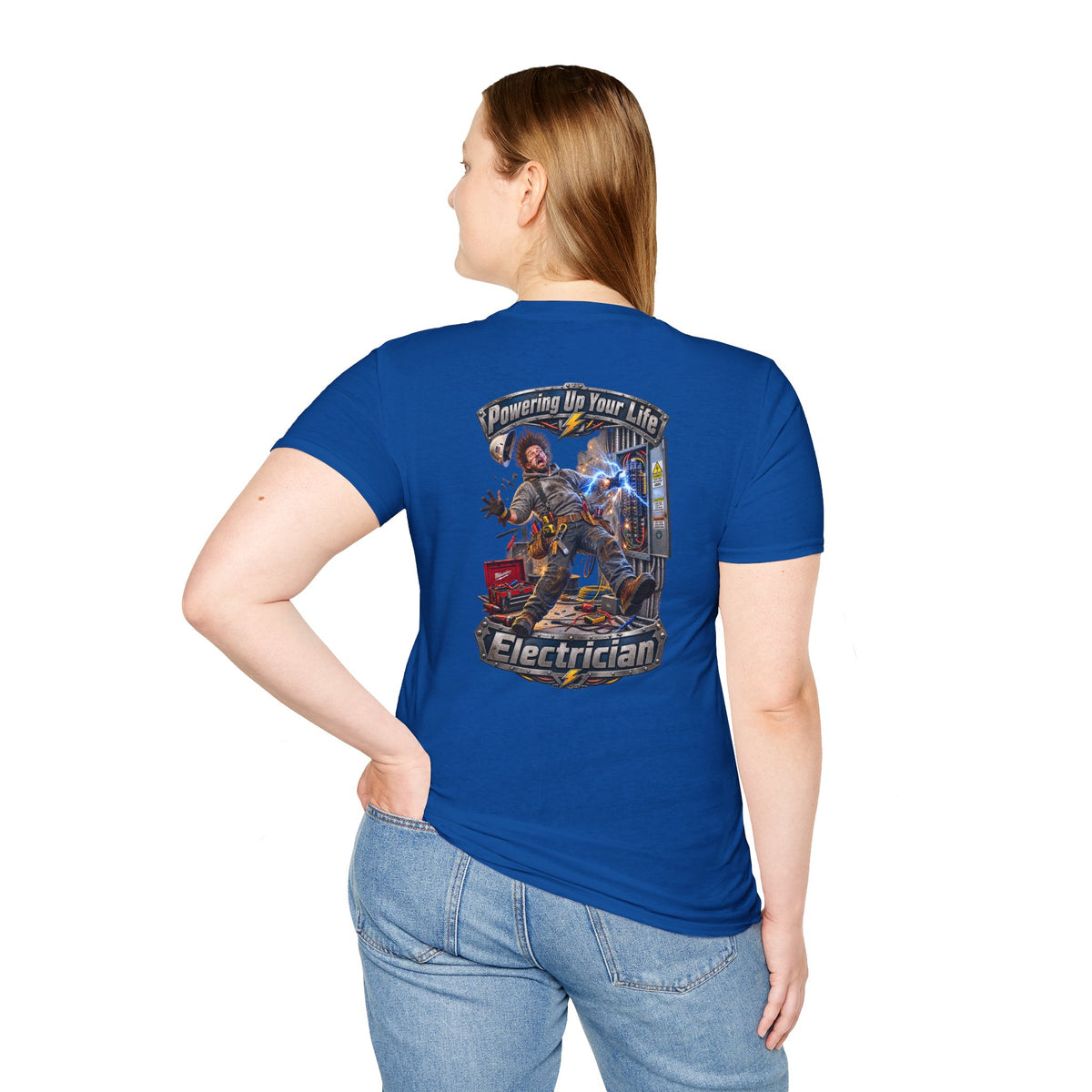 Funny Electrician T-Shirt — 'Powering Up Your Life' Tradesman Gift