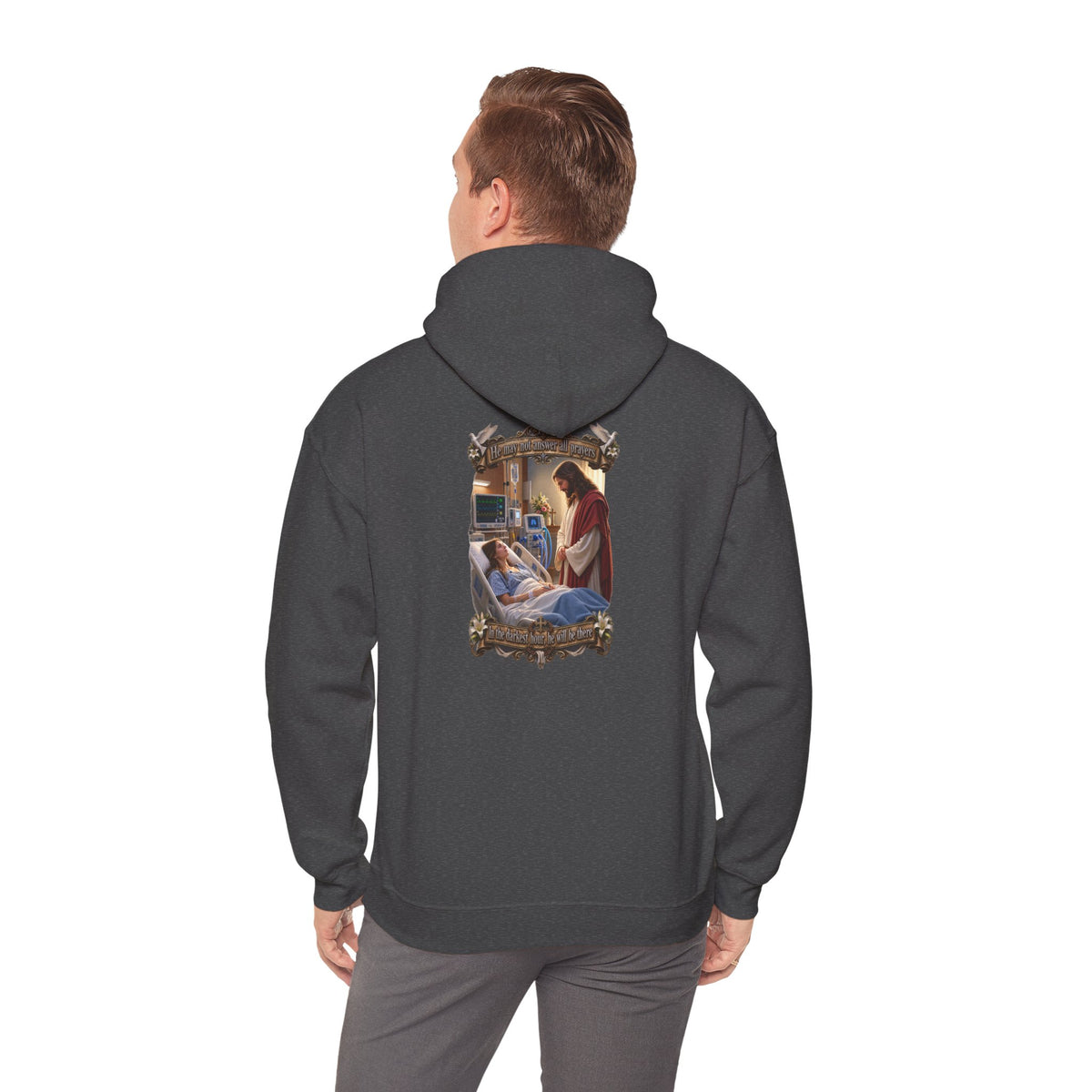 Religious Prayer Hoodie – Comforting Hospital Scene Pullover - Personalized