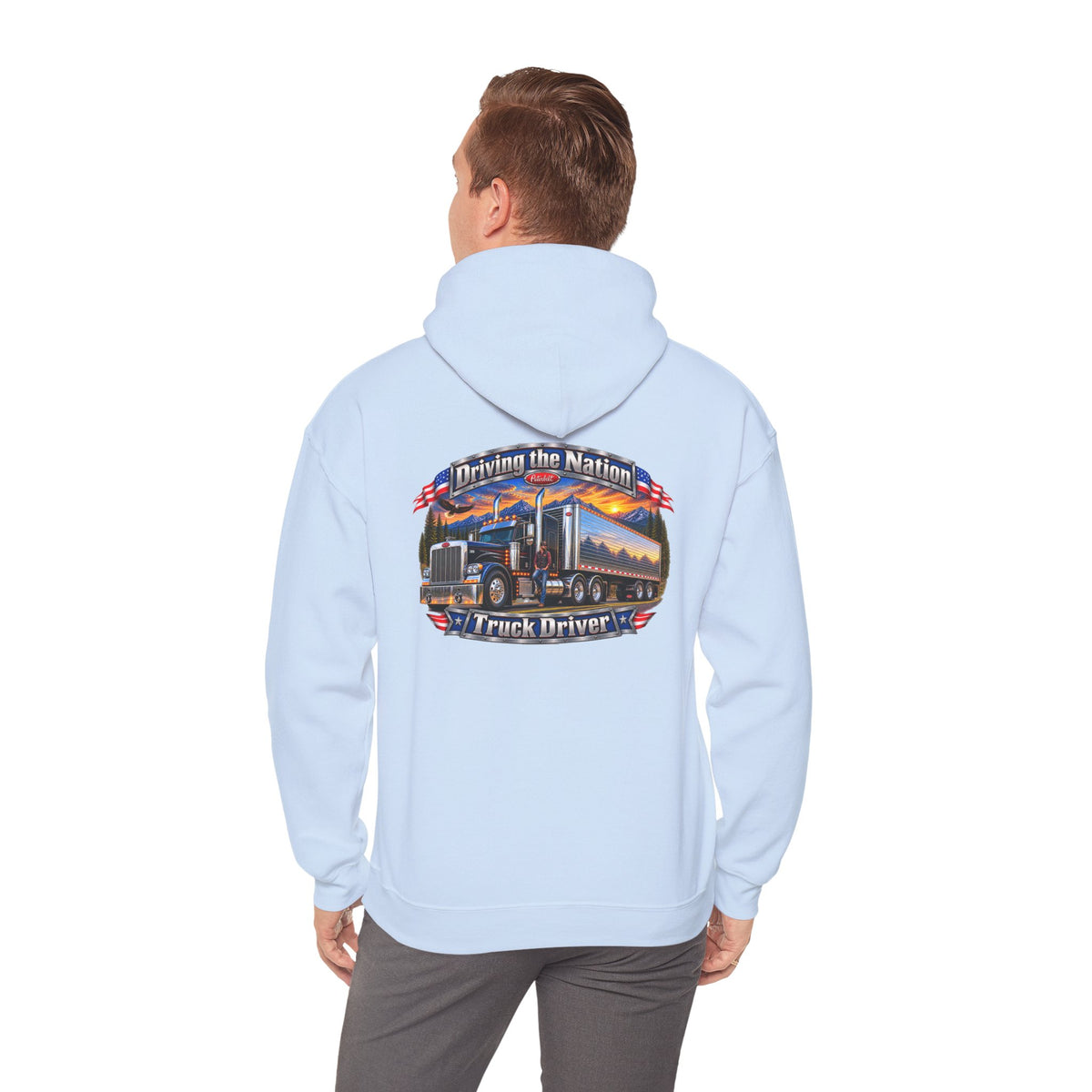 Truck Driver Hoodie  — "Driving the Nation" Patriotic Semi-Truck Design
