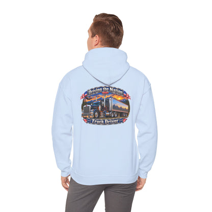 Truck Driver Hoodie  — "Driving the Nation" Patriotic Semi-Truck Design