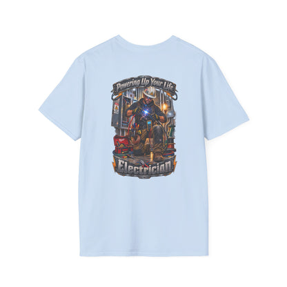 Electrician Crewneck T-Shirt — 'Powering Up Your Life' Tradesman Gift - Personalized