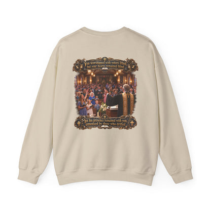Religious Choir Scene Crewneck Sweatshirt — Church Service Illustration - Personalized