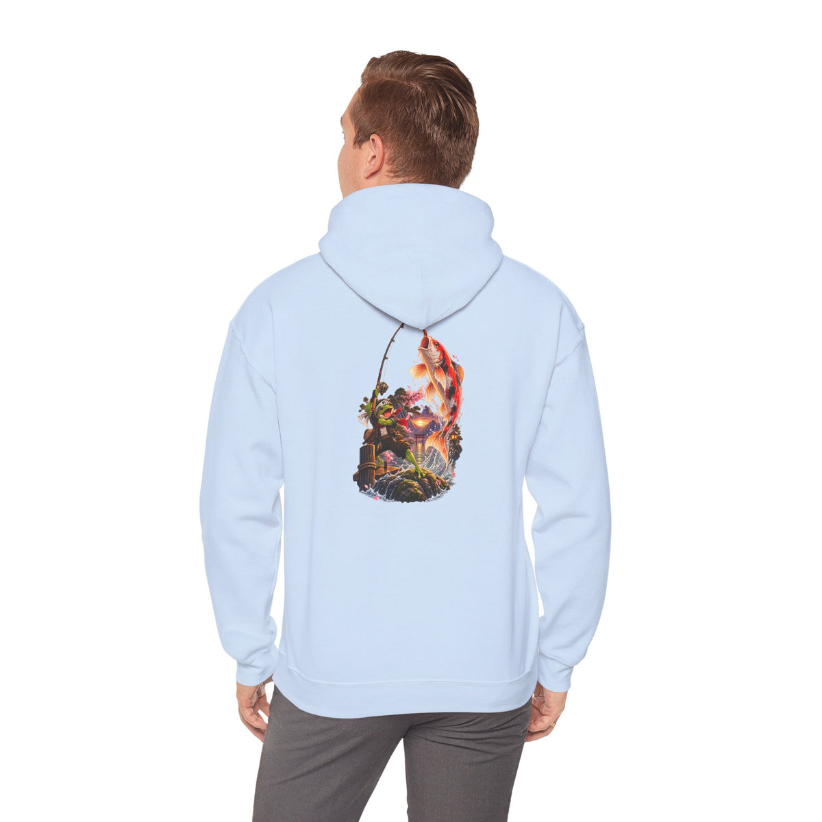 Hoodie - Koi Fish Garden Back Print Hoodie (Japanese Pond, Tranquil Zen Design) - Personalized