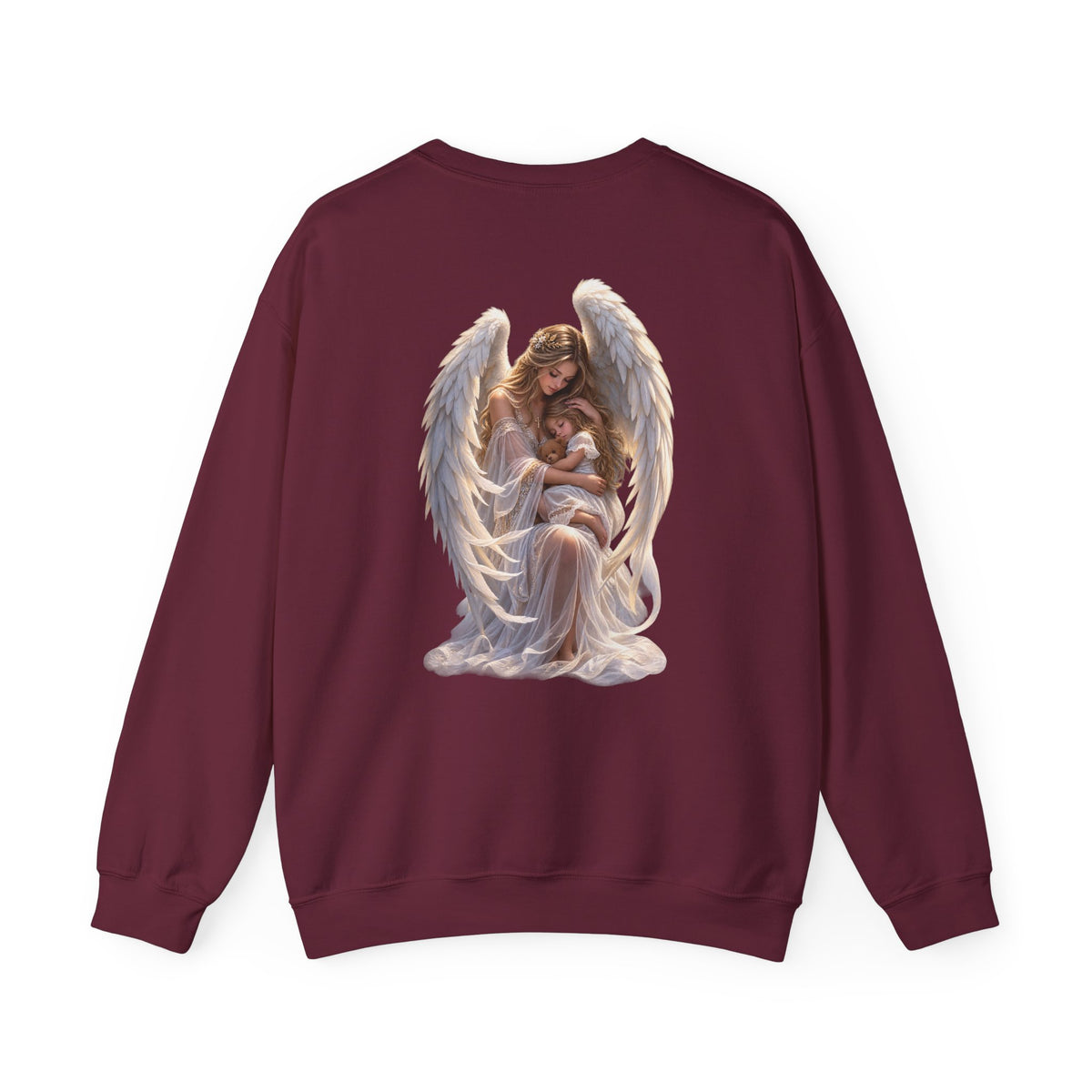 Angel Mother & Child Crewneck Sweatshirt – Serene Guardian Graphic Pullover - personalized