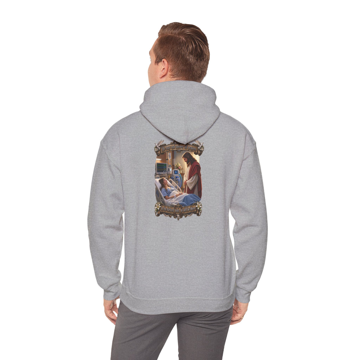 Religious Prayer Hoodie – Comforting Hospital Scene Pullover - Personalized