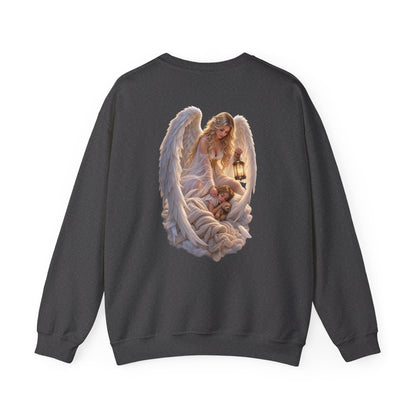 Angel Embrace Crewneck Sweatshirt — Serene Guardian Back Print