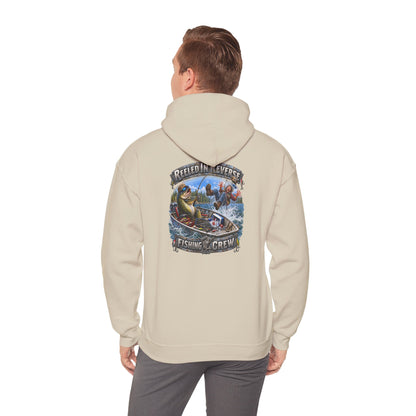 Fishing Crewneck Hoodie — "Reeled in Reverse" Graphic