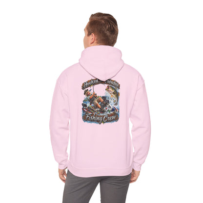 Fishing Crew Hoodie — "Hooked on Trouble" Graphic Hoodie