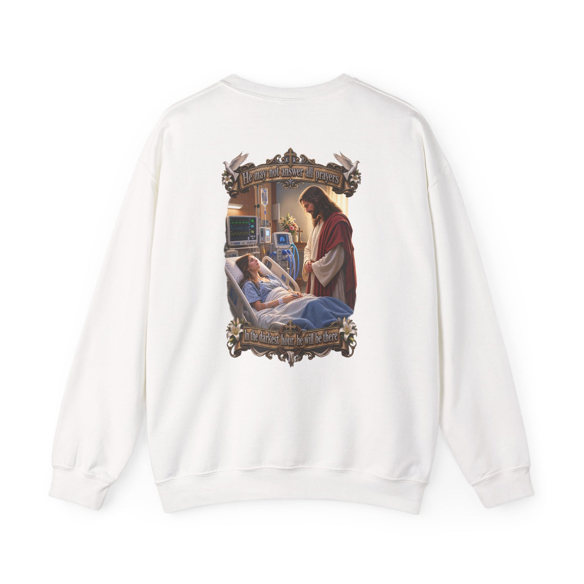 Religious Prayer Sweatshirt – Comforting Hospital Scene Pullover