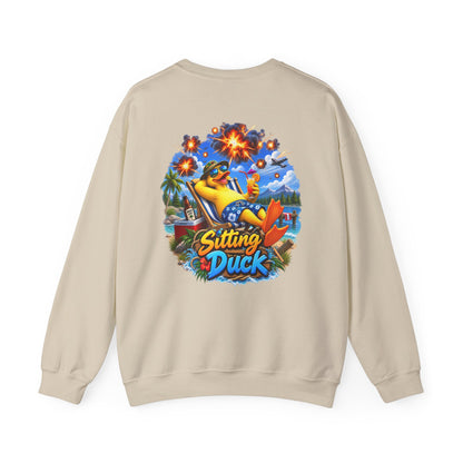 Sitting Duck Graphic Sweatshirt – Colorful Tropical Duck Illustration