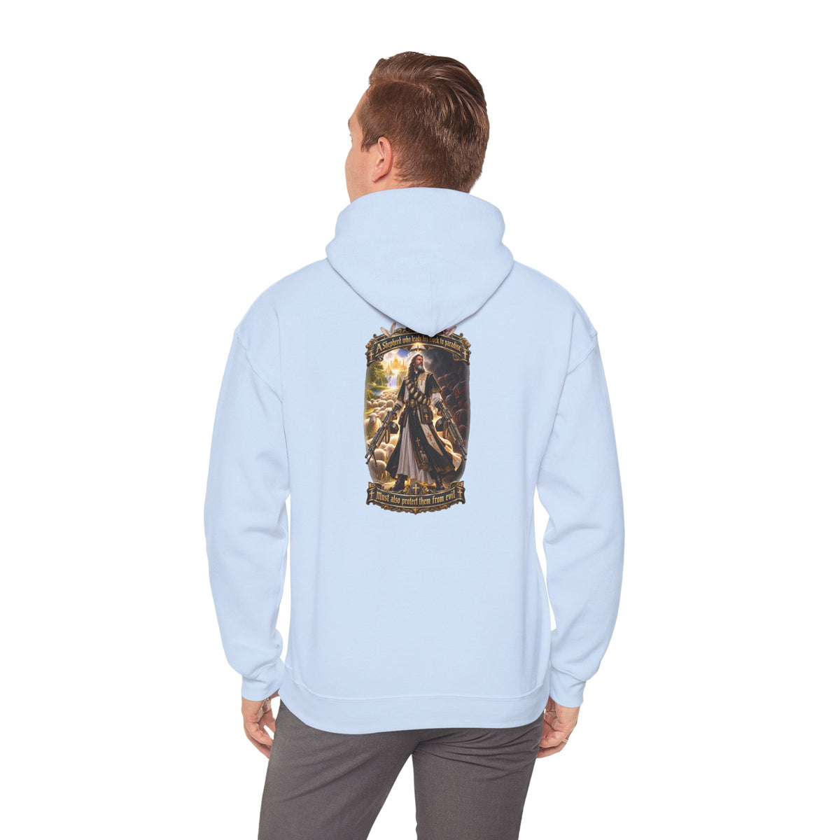 Hoodie: Gothic Angel Guardian Back Print Hoodie – Dark Fantasy Streetwear - Personalized