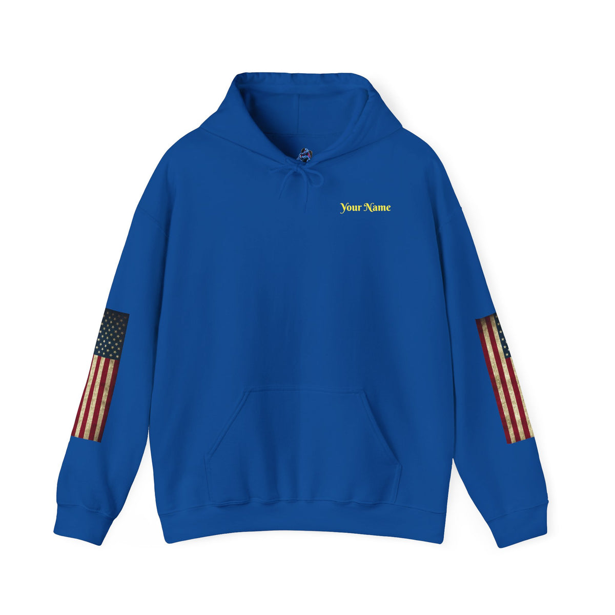 Patriotic Revolutionary War Hoodie — Vintage American Flag Sleeves - Personalized