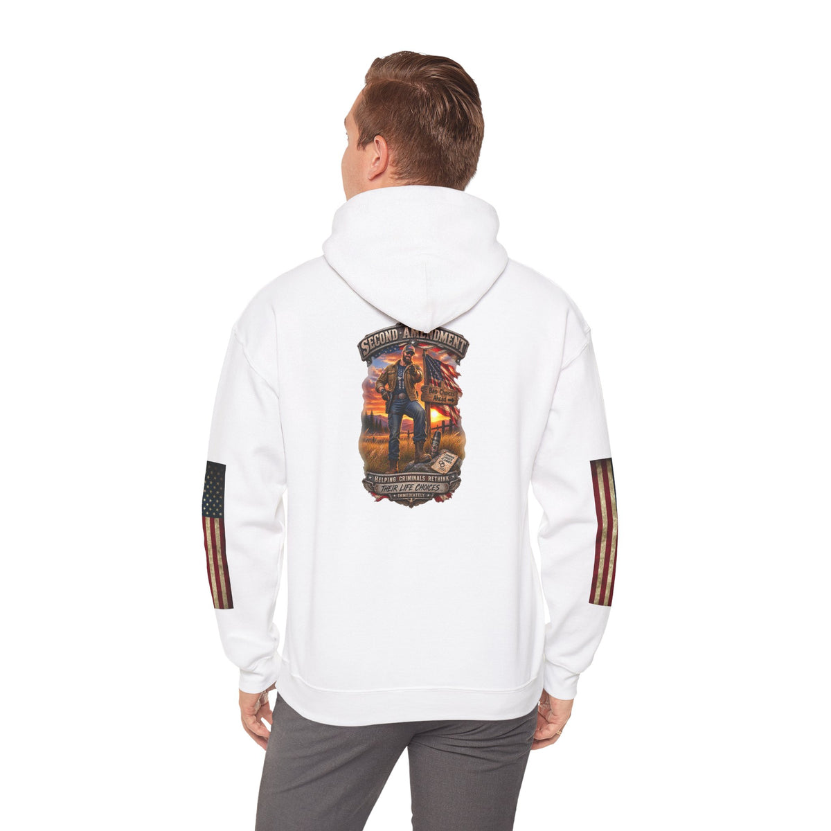 Veteran Tribute Hoodie — American Flag Sleeve Patriotic Military Hoodie