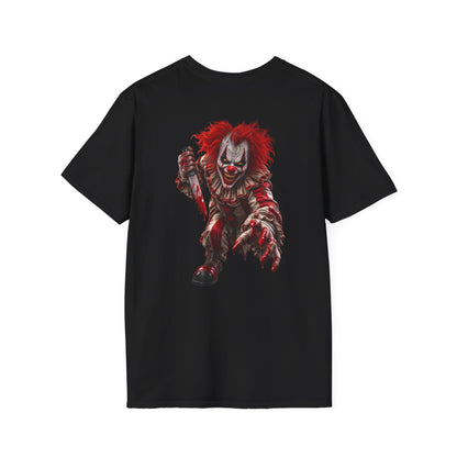 Horror Clown Graphic T-Shirt — Creepy Red Pennywise Style Back Print