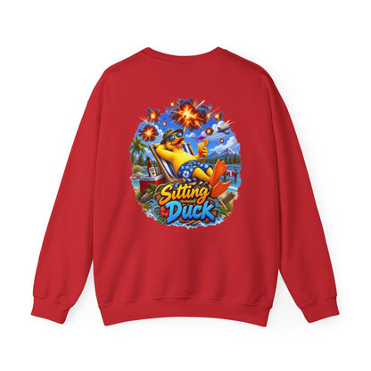 Sitting Duck Graphic Sweatshirt – Colorful Tropical Duck Illustration