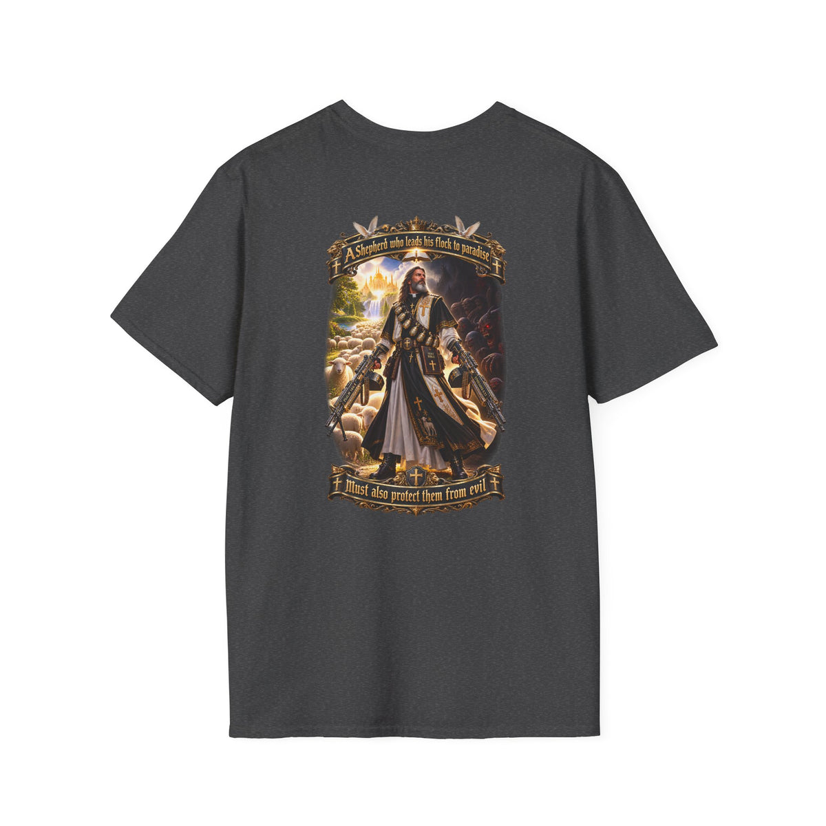 Hoodie: Gothic Angel Guardian Back Print T-Shirt – Dark Fantasy Streetwear - Personalized