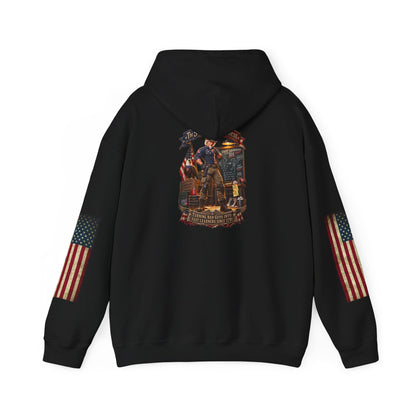 Patriotic Revolutionary War Hoodie — Vintage American Flag Sleeves