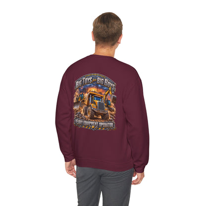 Heavy Equipment Operator Crewneck Sweatshirt — "Big Toys for Big Boys" Construction Truck Graphic