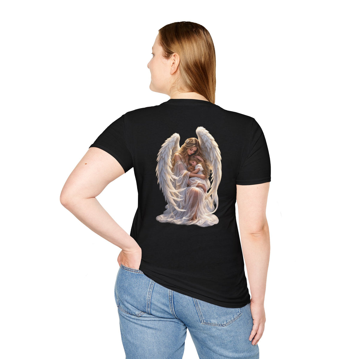 Angel Mother & Child T-Shirt – Serene Guardian Graphic T-Shirt- personalized