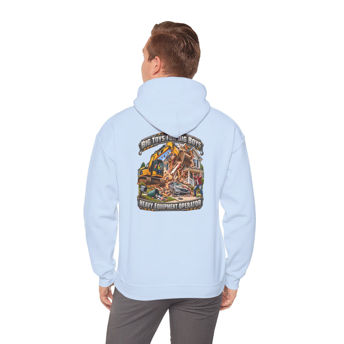 Funny Heavy Equipment Operator Hoodie — "Big Toys for Big Boys" Construction Truck Graphic