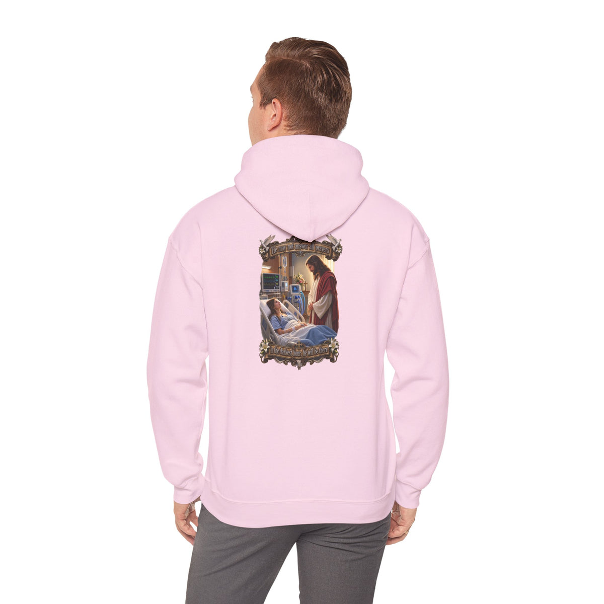 Religious Prayer Hoodie – Comforting Hospital Scene Pullover - Personalized