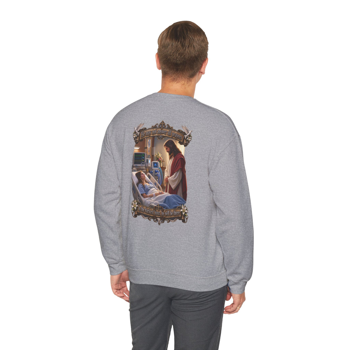 Religious Prayer Sweatshirt – Comforting Hospital Scene Pullover - Personalized