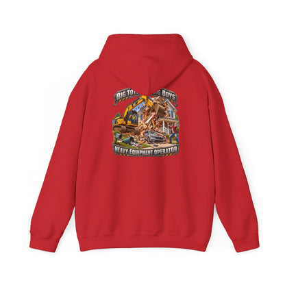 Funny Heavy Equipment Operator Hoodie — "Big Toys for Big Boys" Construction Truck Graphic