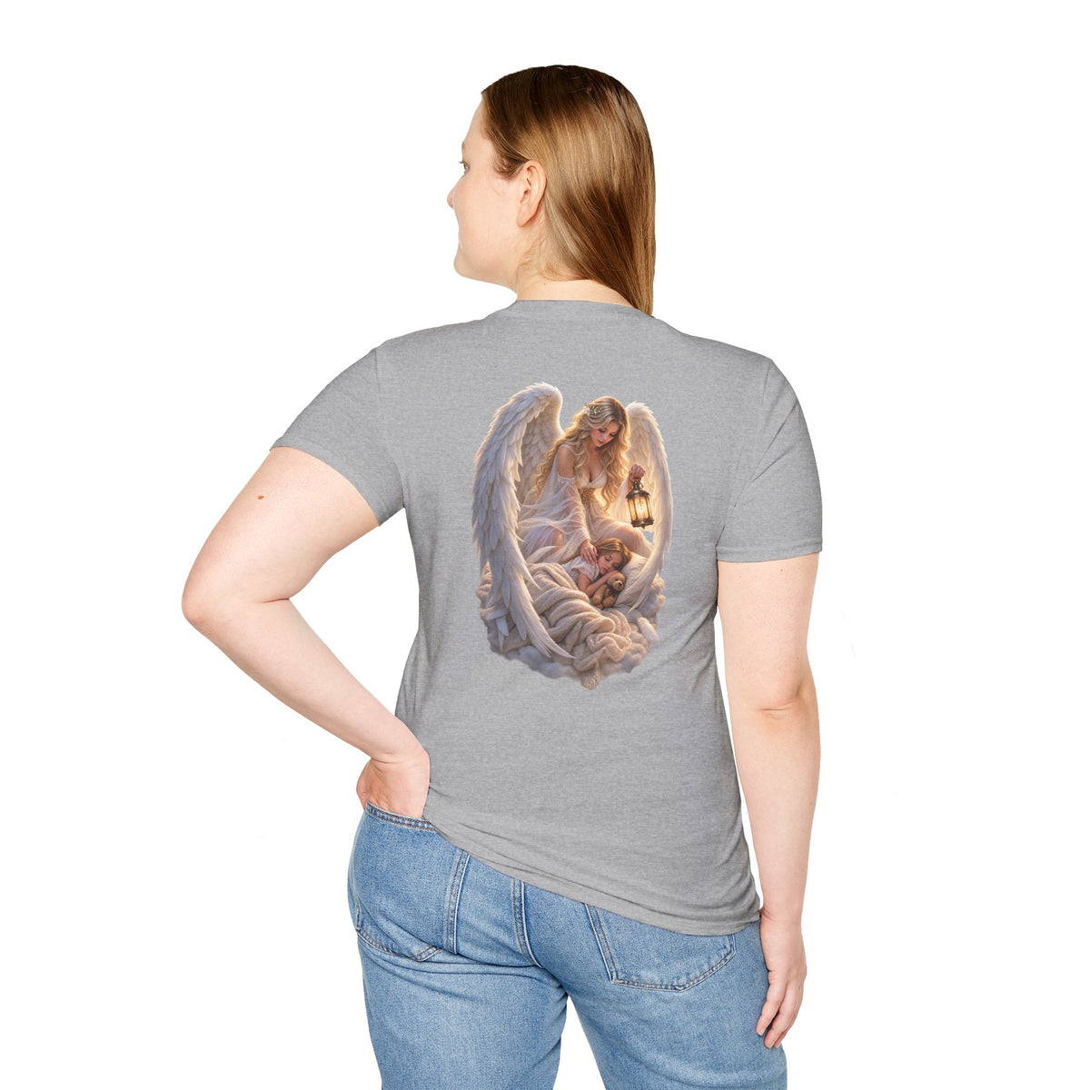 Angel Embrace T-Shirt — Serene Guardian Back Print