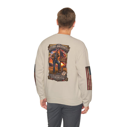 Veteran Tribute Crewneck Sweatshirt— American Flag Sleeve Patriotic Military Sweatshirt