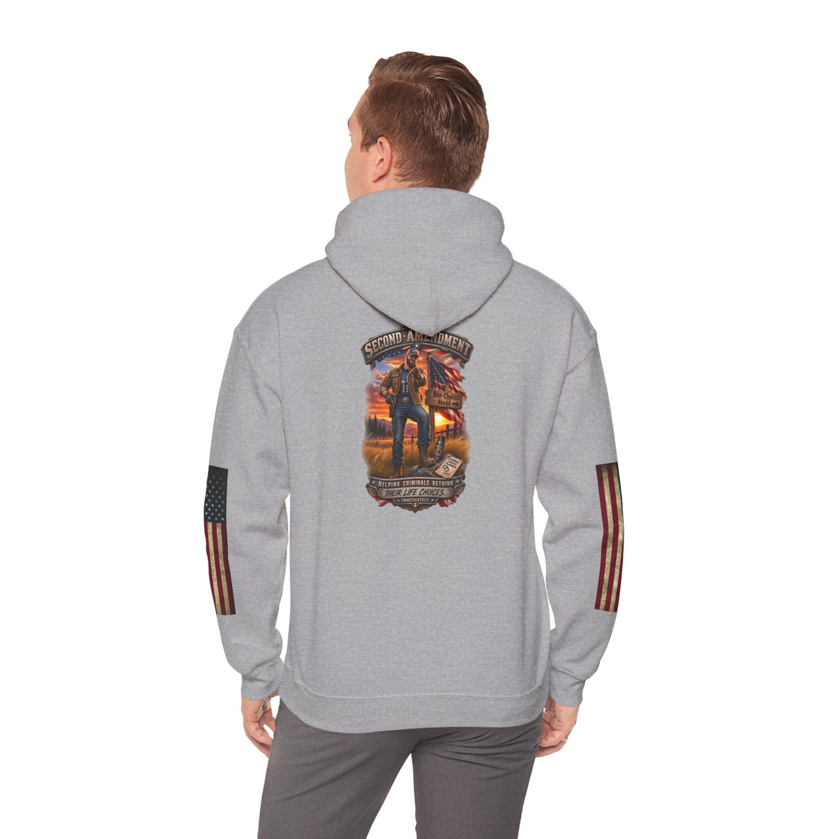 Veteran Tribute Hoodie — American Flag Sleeve Patriotic Military Hoodie