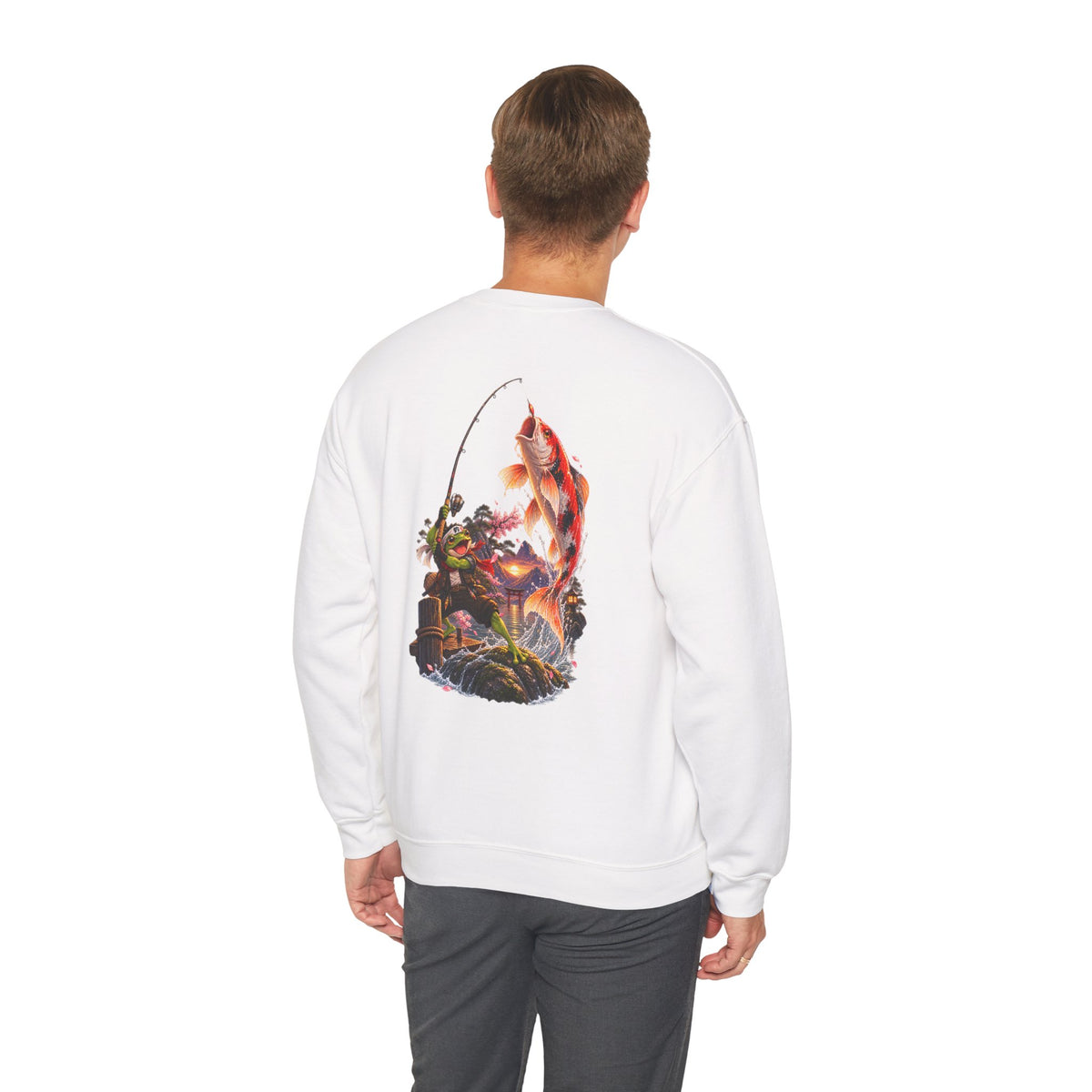 Koi Fishing Crewneck Sweatshirt — Asian Garden Koi Pond Graphic - Personalized
