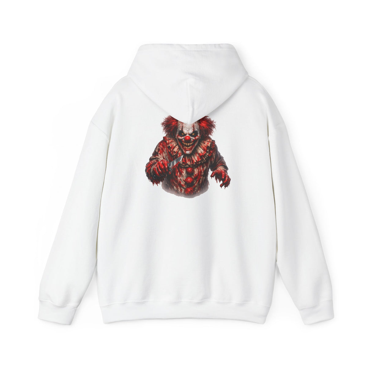 Horror Clown Bear Hoodie — Creepy Bloodied Teddy Graphic Sweatshirt