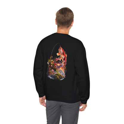 Koi Fishing Crewneck Sweatshirt — Asian Garden Koi Pond Graphic