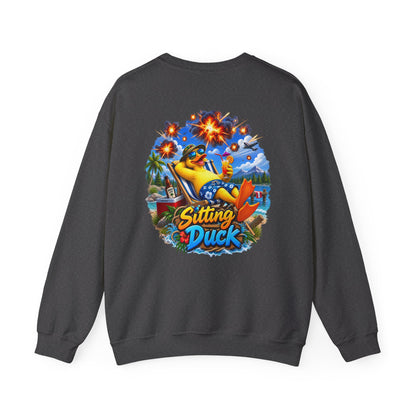 Sitting Duck Graphic Sweatshirt – Colorful Tropical Duck Illustration